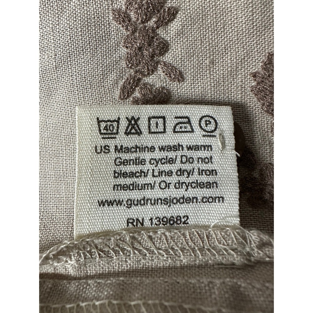 Gudrun Sjoden‎ Linen Organic Cotton Dress Beige Embroidered Midi Size M Cottage - Picture 14 of 14
